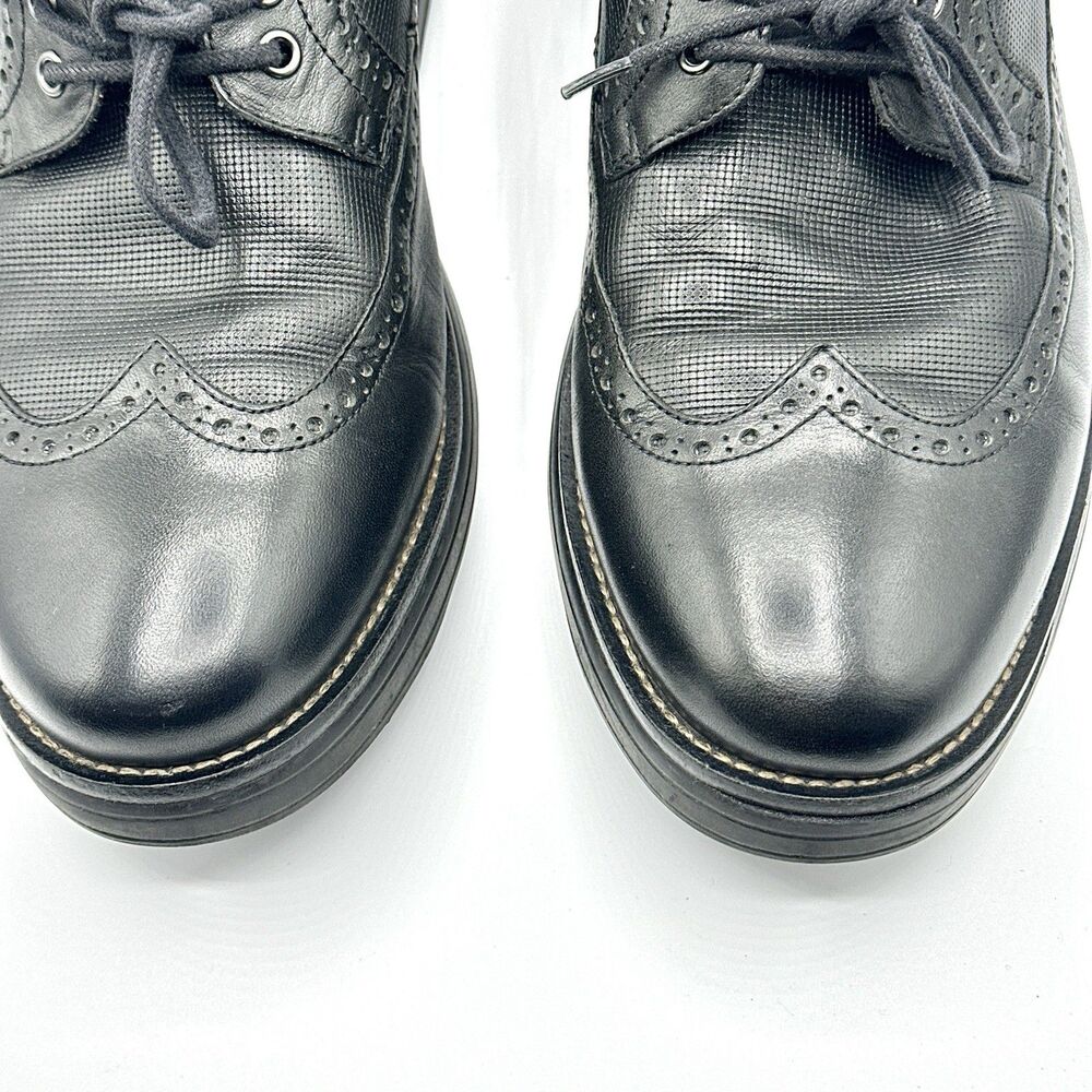 GDefy Dress Shoes Oxford Mens Size 10 Black Leather Brogue Wing Tip Comfort - Picture 3 of 13